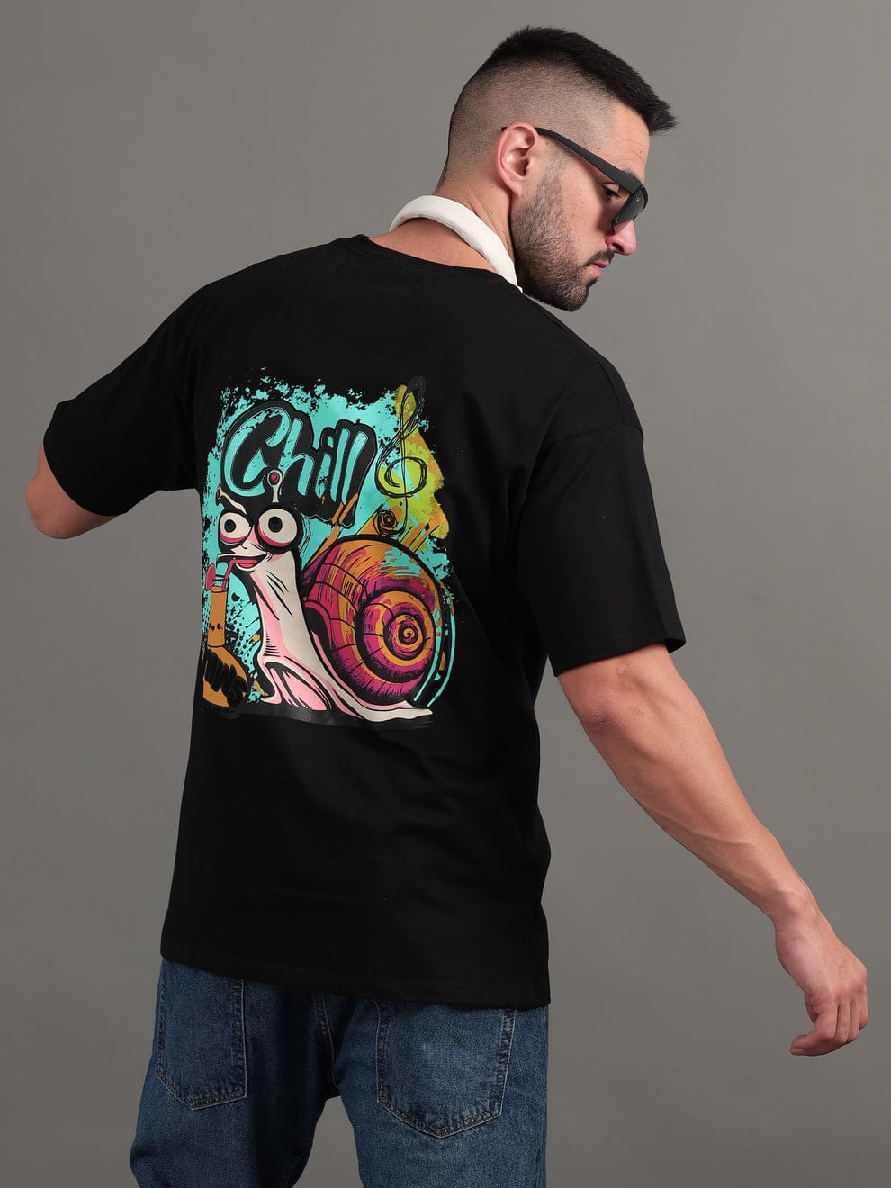 Chill & Relax Black Oversized T-Shirt